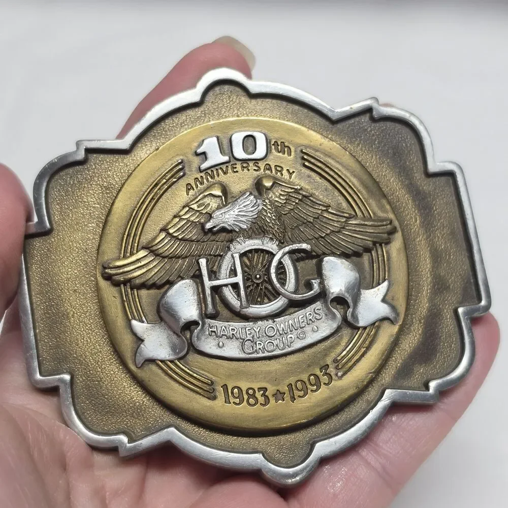 Harley-Davidson HOG 10th Anniversary (1983-1993) Brass Belt Buckle Serial #0343